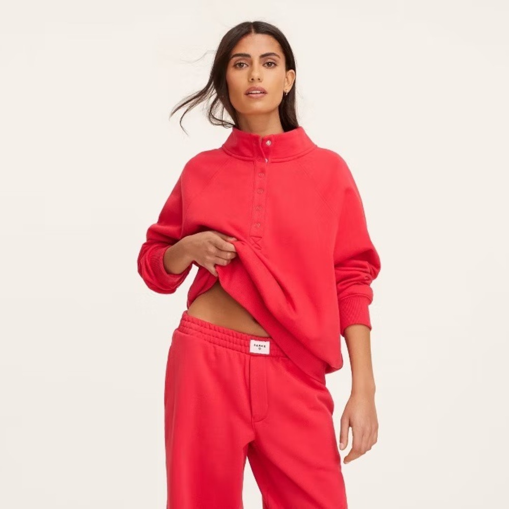 Parke‎ x Target Mockneck Popover Sweatshirt Red Snap Button Pullover NWT